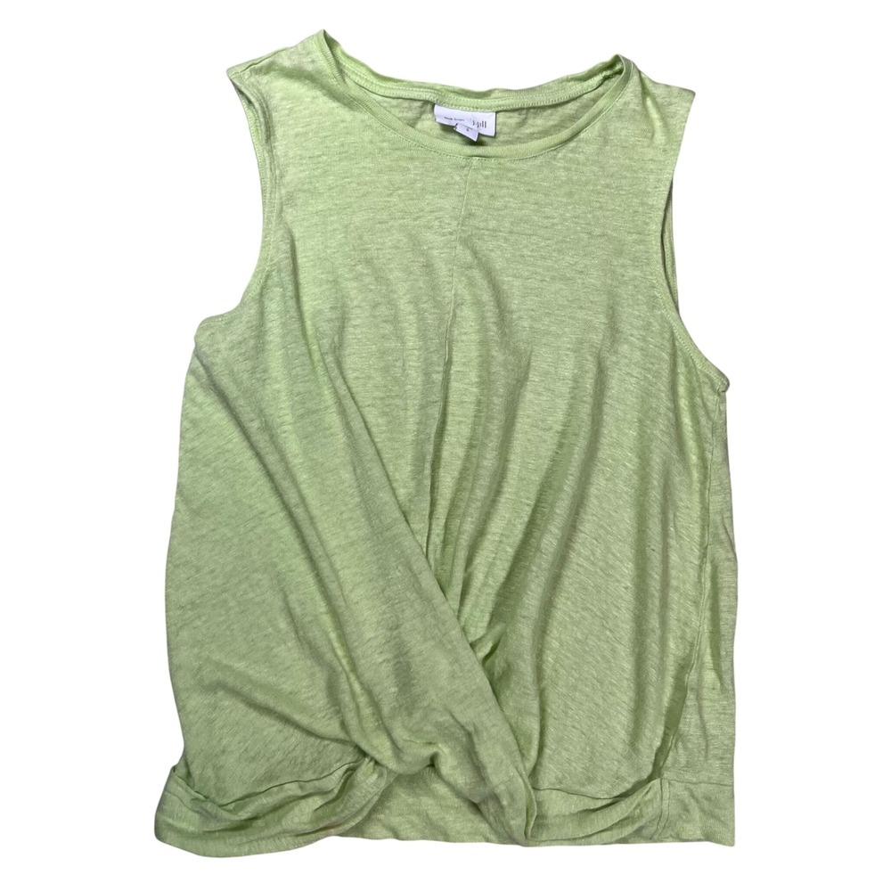 J. Jill Love Linen Tank Women Small Lime Green Twist Front Sleeveless Summer Top